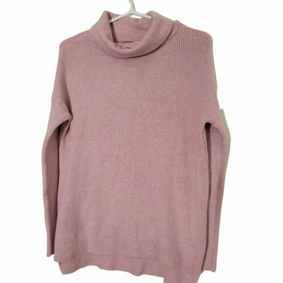 Cyrus turtle neck OVERSISE blush pink sweater, long sleeve, rib knit - Picture 6 of 6